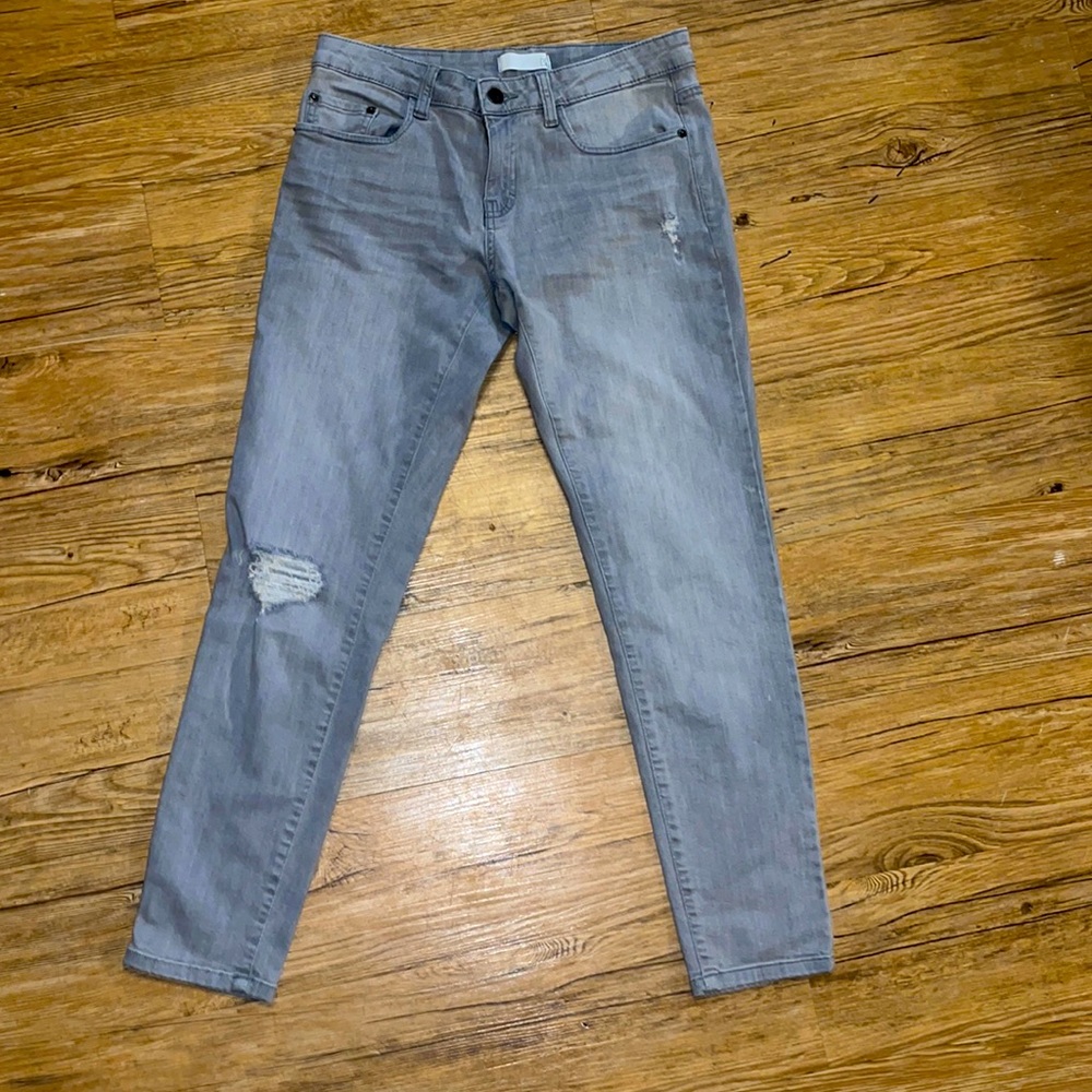 BP grey jeans distressed holes 28 waist skinny jeans